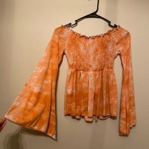 Off the shoulder orange long sleeve